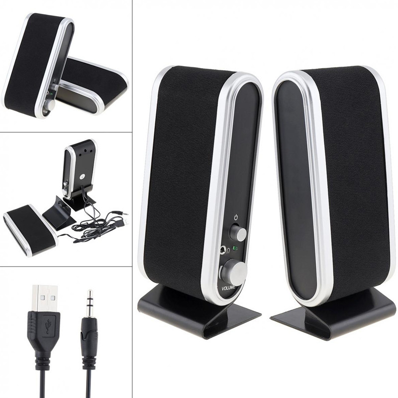 Melns USB2.0 vadu USB barošanas skaļrunis Stereo 3,5 mm audio ligzdas datora klēpjdators piezīmjdatoram galddatora datora austiņas