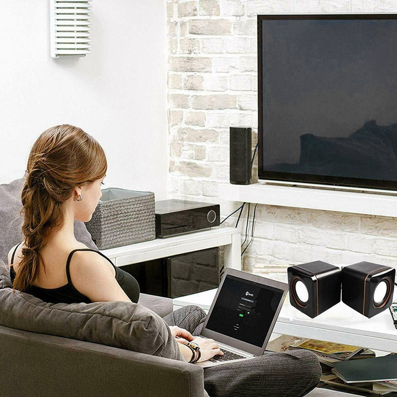 Mini Galddatora Skaļruņi Skaļrunis Bluetooth Skaņas Boks Vibrācijas USB barošanas AUX 0,7m Vadu 1 Pāris 5W*2 Jaudīgs Skaļrunis