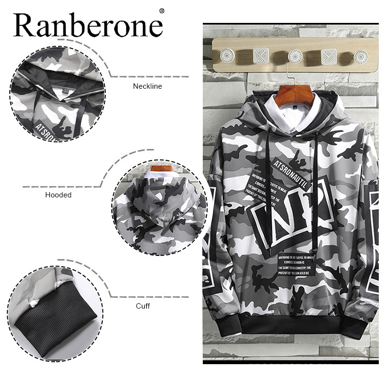 Ranberone ar kapuci, biezs vīriešu ikdienas treniņtērps vīriešu lielizmēra sporta krekli ar garām piedurknēm pulovers ar kapuci Skeitborda apģērbi Hip Hop