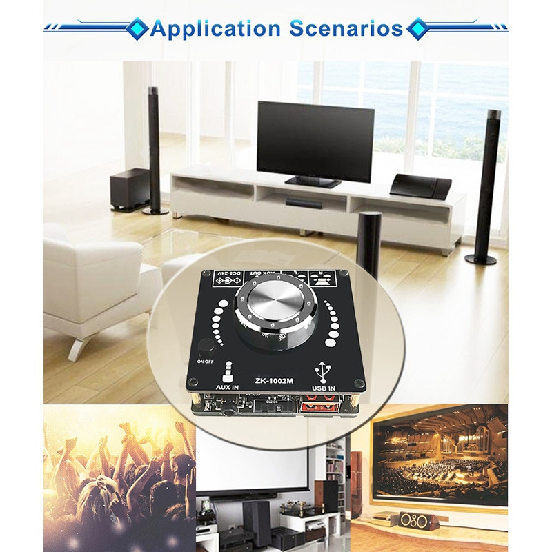 ZK1002M Bluetooth 5.0 AUX USB Intrare Audio Ieșire Amplificator Modul amplificator audio 100Wx2