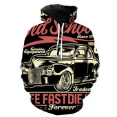 Vintage multfilmu automašīnu vīriešu kapuces ikdienišķas ar kapuci jakas Smieklīgas 3D drukas ielas apģērbs Fashion 2022 Izpārdošana tīņiem ar garām piedurknēm