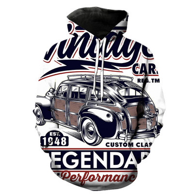 Винтидж анимационни коли Мъжки суичъри Ежедневни с качулка Якета Забавни 3D принтове Улично облекло Мода 2022 Гореща разпродажба Тийнейджъри С дълъг ръкав