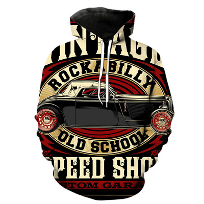 Винтидж анимационни коли Мъжки суичъри Ежедневни с качулка Якета Забавни 3D принтове Улично облекло Мода 2022 Гореща разпродажба Тийнейджъри С дълъг ръкав