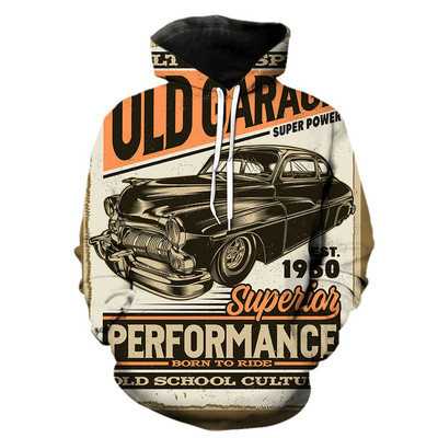 Винтидж анимационни коли Мъжки суичъри Ежедневни с качулка Якета Забавни 3D принтове Улично облекло Мода 2022 Гореща разпродажба Тийнейджъри С дълъг ръкав