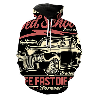 Винтидж анимационни коли Мъжки суичъри Ежедневни с качулка Якета Забавни 3D принтове Улично облекло Мода 2022 Гореща разпродажба Тийнейджъри С дълъг ръкав