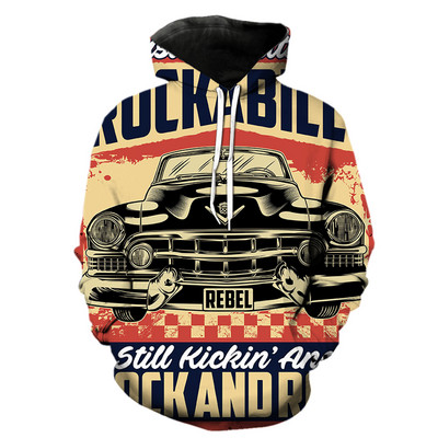 Винтидж анимационни коли Мъжки суичъри Ежедневни с качулка Якета Забавни 3D принтове Улично облекло Мода 2022 Гореща разпродажба Тийнейджъри С дълъг ръкав