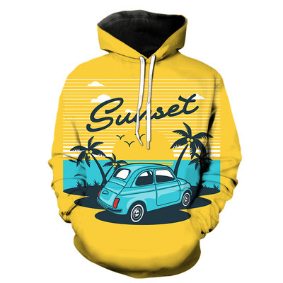 Винтидж анимационни коли Мъжки суичъри Ежедневни с качулка Якета Забавни 3D принтове Улично облекло Мода 2022 Гореща разпродажба Тийнейджъри С дълъг ръкав