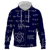 Jauna karstā izpārdošana Vīriešu un sieviešu kapuces ar rāvējslēdzēju 3D Ķīmiskā formula Drukāt Mode Pulovers Ielu sporta jaka pavasaris un rudens