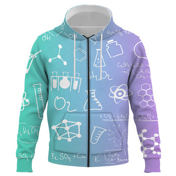 Jauna karstā izpārdošana Vīriešu un sieviešu kapuces ar rāvējslēdzēju 3D Ķīmiskā formula Drukāt Mode Pulovers Ielu sporta jaka pavasaris un rudens
