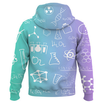 Jauna karstā izpārdošana Vīriešu un sieviešu kapuces ar rāvējslēdzēju 3D Ķīmiskā formula Drukāt Mode Pulovers Ielu sporta jaka pavasaris un rudens