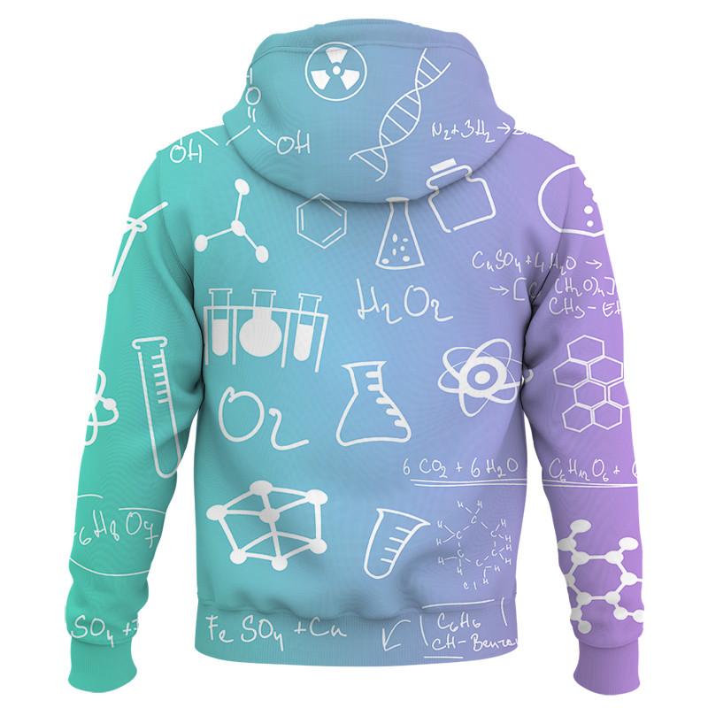 Jauna karstā izpārdošana Vīriešu un sieviešu kapuces ar rāvējslēdzēju 3D Ķīmiskā formula Drukāt Mode Pulovers Ielu sporta jaka pavasaris un rudens