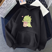 Naiste trükitud nööriga kapuutsiga vaba pikkade varrukatega pluusiga dressipluus