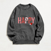 Valentīna dienas sieviešu gadījuma rakstura garās piedurknes, apkakles ar burtiem, džemperis bez kapuces.