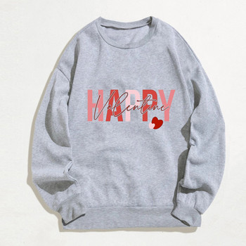 Valentīna dienas sieviešu gadījuma rakstura garās piedurknes, apkakles ar burtiem, džemperis bez kapuces.