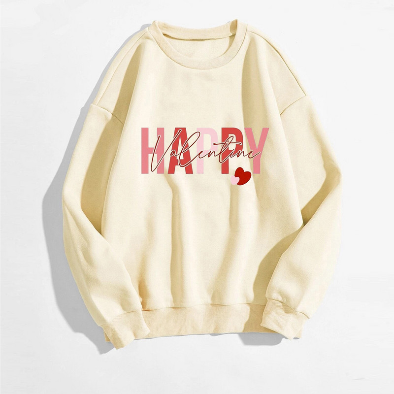 Valentīna dienas sieviešu gadījuma rakstura garās piedurknes, apkakles ar burtiem, džemperis bez kapuces.