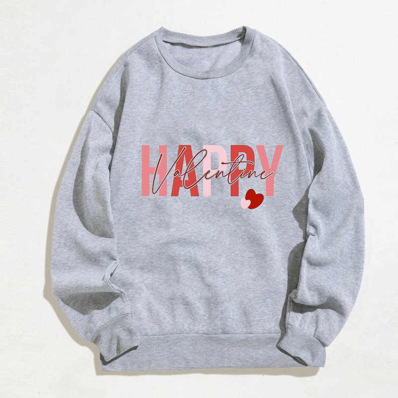 Valentīna dienas sieviešu gadījuma rakstura garās piedurknes, apkakles ar burtiem, džemperis bez kapuces.