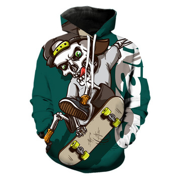 Karikatūras skeitborda raksta vīriešu kapuces ar 3D drukātu unisex lielizmēra ielu apģērbu ar garām piedurknēm puloveru modes 2022. gada karstā izpārdošana.