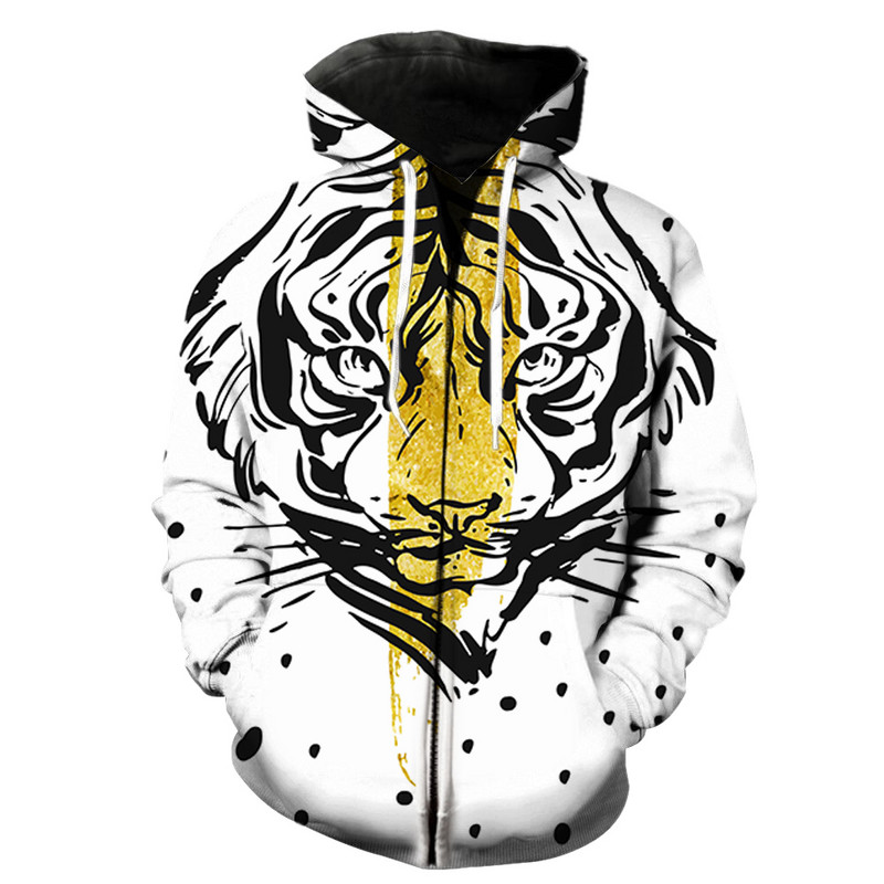 Abstract Animal Tiger Eyes Vīriešu kapuces ar rāvējslēdzēju Ielu apģērbi Smieklīgi ikdienišķi pusaudžu topi Modes Pavasara, forši unisex 2022 Izpārdošana sievietēm