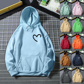 Sieviešu ikdienas vienkrāsains džemperis ar kapuci Love Apdrukāts džemperis ar kapuci ar kabatām Pulovers Džemperis Džemperis Sieviešu džemperis ar kapuci
