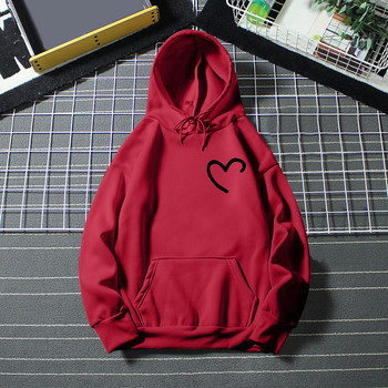Sieviešu ikdienas vienkrāsains džemperis ar kapuci Love Apdrukāts džemperis ar kapuci ar kabatām Pulovers Džemperis Džemperis Sieviešu džemperis ar kapuci