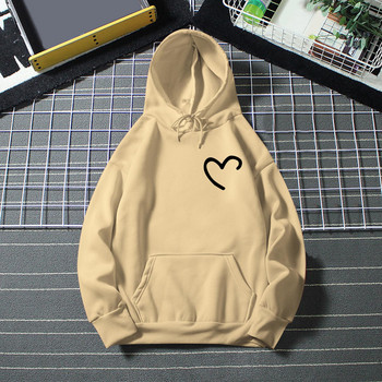 Sieviešu ikdienas vienkrāsains džemperis ar kapuci Love Apdrukāts džemperis ar kapuci ar kabatām Pulovers Džemperis Džemperis Sieviešu džemperis ar kapuci