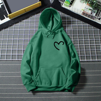 Sieviešu ikdienas vienkrāsains džemperis ar kapuci Love Apdrukāts džemperis ar kapuci ar kabatām Pulovers Džemperis Džemperis Sieviešu džemperis ar kapuci