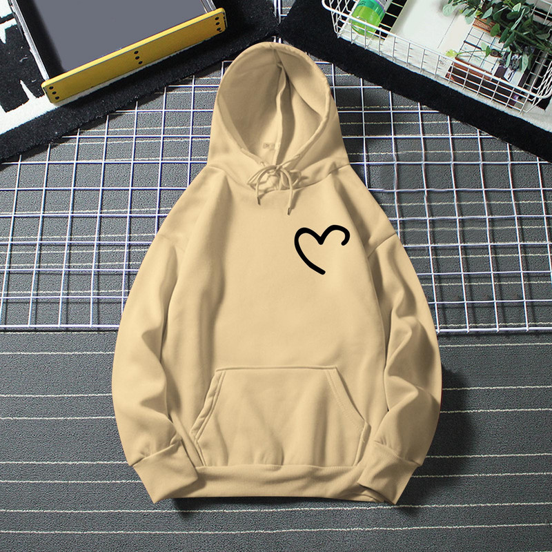 Sieviešu ikdienas vienkrāsains džemperis ar kapuci Love Apdrukāts džemperis ar kapuci ar kabatām Pulovers Džemperis Džemperis Sieviešu džemperis ar kapuci