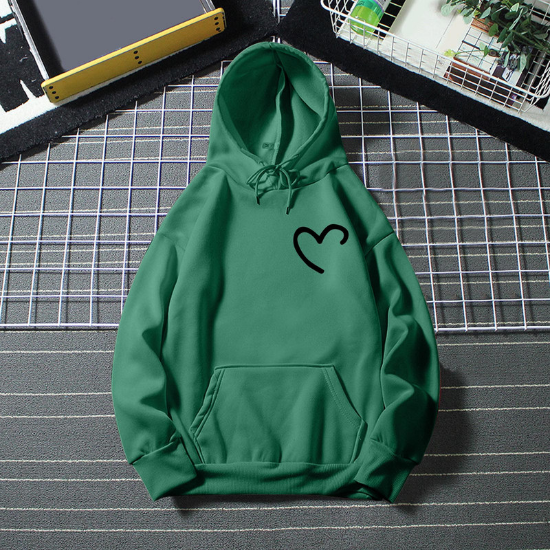 Sieviešu ikdienas vienkrāsains džemperis ar kapuci Love Apdrukāts džemperis ar kapuci ar kabatām Pulovers Džemperis Džemperis Sieviešu džemperis ar kapuci
