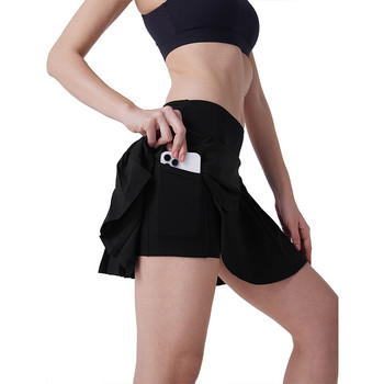 Безопасни поли за тенис Плисирани дамски спортни фитнес шорти с висока талия Бързосъхнещи спортни шорти с висока талия