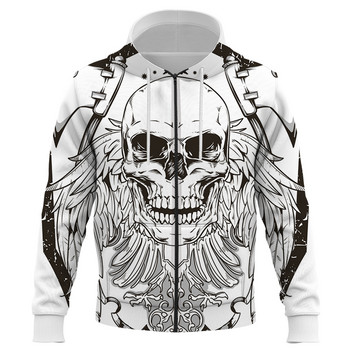 Μόδα Halloween Skull 3D printed Ανδρικά φούτερ με φερμουάρ Φούτερ Harajuku Hoody πουλόβερ Unisex Hip Hop Oversized Hoodies
