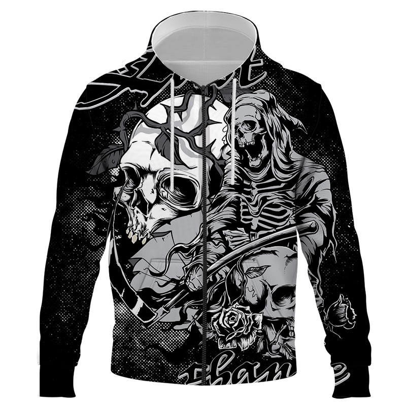 Μόδα Halloween Skull 3D printed Ανδρικά φούτερ με φερμουάρ Φούτερ Harajuku Hoody πουλόβερ Unisex Hip Hop Oversized Hoodies