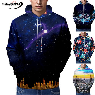 Weimostar 3D Night sky Hanorace Hanorace Bărbați Femei Hanoră Casual Skateboard Trening Moda Toamnă Hip Hop Pulover cu glugă