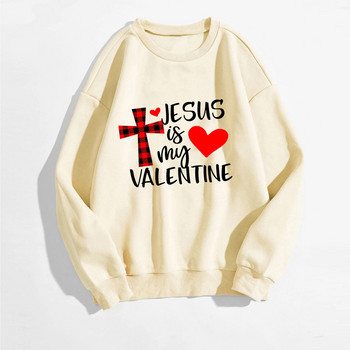 Valentin-napi női alkalmi hosszú ujjú, legény nyakú, nyomtatott pulóver kapucnis pulóverek, blúz