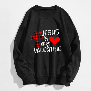 Valentin-napi női alkalmi hosszú ujjú, legény nyakú, nyomtatott pulóver kapucnis pulóverek, blúz