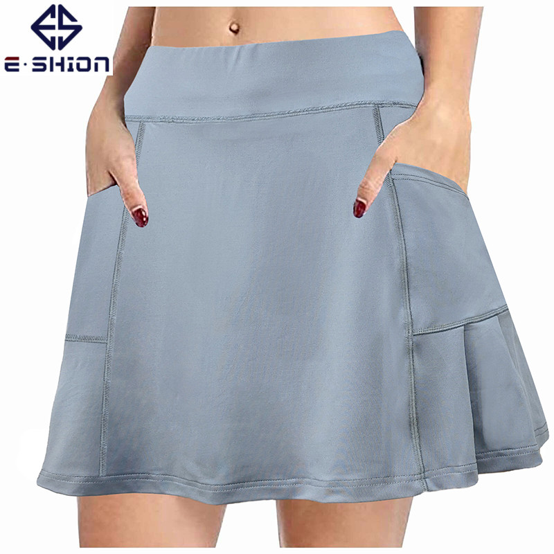 Jauni daudzkrāsaini sieviešu Mini Skort ar augstu vidukli, divi slāņi ar kabatas treniņu Fitness Sporta Skorts golfa tenisa skriešanas svārki