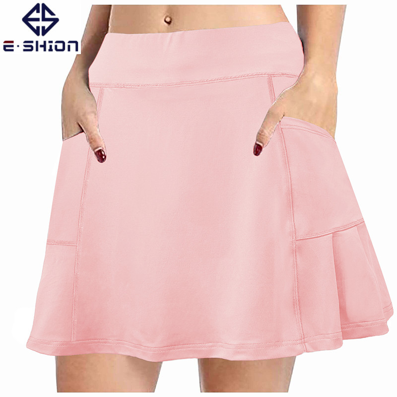 Jauni daudzkrāsaini sieviešu Mini Skort ar augstu vidukli, divi slāņi ar kabatas treniņu Fitness Sporta Skorts golfa tenisa skriešanas svārki