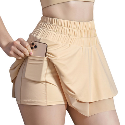 Дамска тенис пола с къси панталони Голф рокля Плюс размер Фитнес къси панталони Мрежеста висока талия Йога Тренировка Бягане Спортни джобове