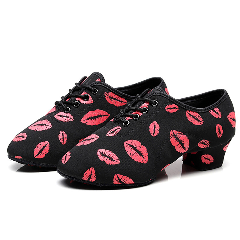 SUN LISA Moteriški moteriški mergaičių raudonos lūpos oksfordo odinis padas stambus kulnas sportiniai sportiniai modernūs salsos lotynų šokių batai