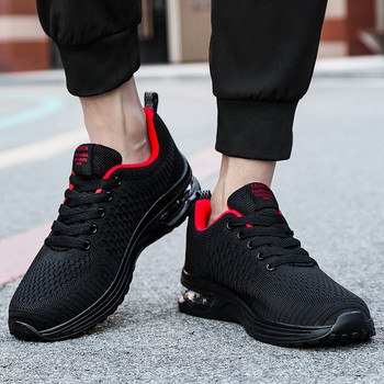 Черни удобни спортни обувки за мъже, размер 47, атмосферна въздушна възглавница за обувки за разходка, маратонки, ежедневни маратонки, обувки