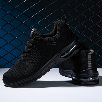 Черни удобни спортни обувки за мъже, размер 47, атмосферна въздушна възглавница за обувки за разходка, маратонки, ежедневни маратонки, обувки