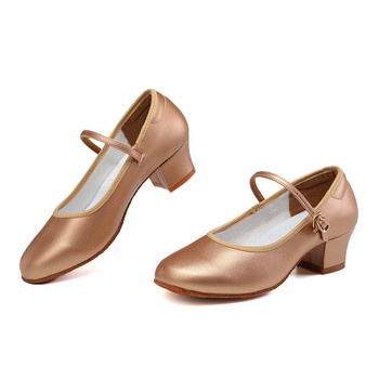 Дамски обувки за бални танци Елегантни латиноамерикански обувки за модерни танци 4 см ток Велур и гумена подметка
