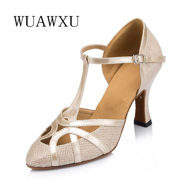 NATASHA Latīņu deju kurpes Sudraba sociālās deju kurpes Sieviešu deju apavi Melni deju apavi ballīte Latīņamerikas deju apavi Sieviešu 5-8cm