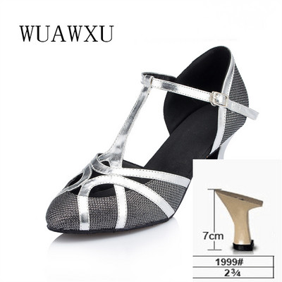 NATASHA Latīņu deju kurpes Sudraba sociālās deju kurpes Sieviešu deju apavi Melni deju apavi ballīte Latīņamerikas deju apavi Sieviešu 5-8cm