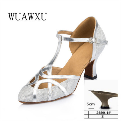 NATASHA Latīņu deju kurpes Sudraba sociālās deju kurpes Sieviešu deju apavi Melni deju apavi ballīte Latīņamerikas deju apavi Sieviešu 5-8cm