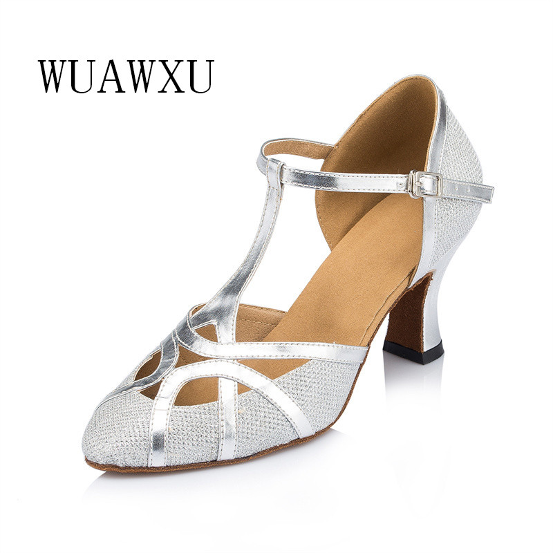 NATASHA Latīņu deju kurpes Sudraba sociālās deju kurpes Sieviešu deju apavi Melni deju apavi ballīte Latīņamerikas deju apavi Sieviešu 5-8cm