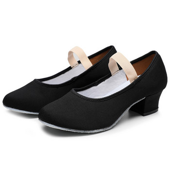 SUN LISA Дамски дамски обувки за момичета Учителски танцови обувки Меки пуанти за балетни джаз танцови обувки Платнени обувки с масивен ток