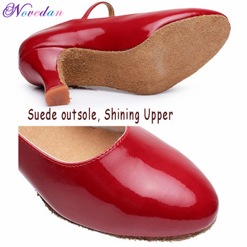 Лачени кожени лъскави обувки за салса със затворени пръсти, черни, златни, сребърни, червени бални танго латино танцови обувки за жени 5 см/7 см на ток