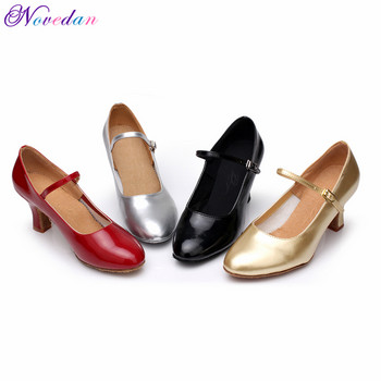Лачени кожени лъскави обувки за салса със затворени пръсти, черни, златни, сребърни, червени бални танго латино танцови обувки за жени 5 см/7 см на ток
