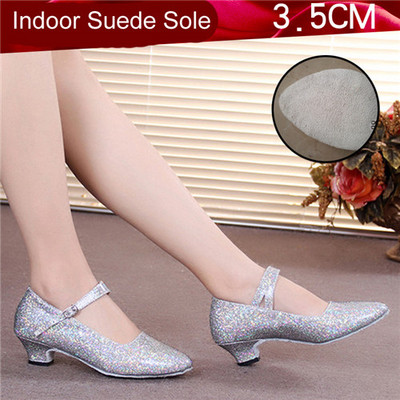 Sieviešu deju apavi ar slēgtu purngalu Glitter Ballroom Party Tango Ballroom Moderni deju papēži sievietēm iekštelpās ar papēžiem 3,5/5,5 cm