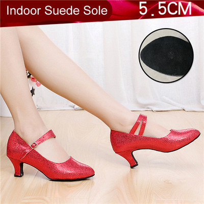 Sieviešu deju apavi ar slēgtu purngalu Glitter Ballroom Party Tango Ballroom Moderni deju papēži sievietēm iekštelpās ar papēžiem 3,5/5,5 cm